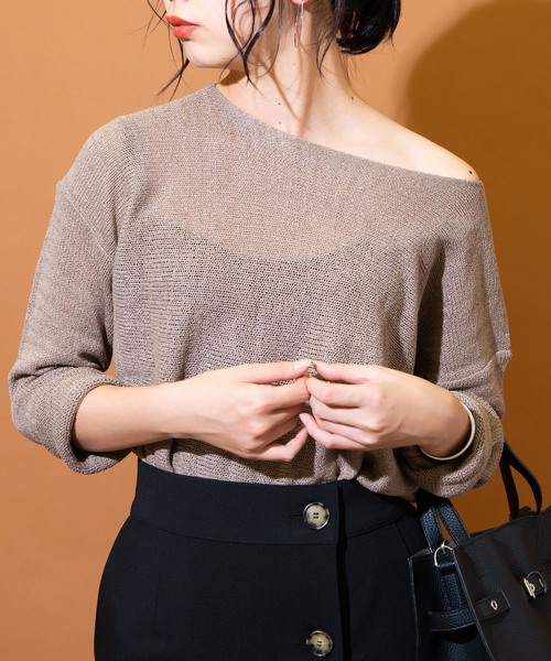 Aunt Marie's（アントマリーズ）の「AUNT MARIE'S Loose over knit（ニット/セーター・レディース・ブラック/ベージュ/ブラウン・FREE）」の3枚目の写真