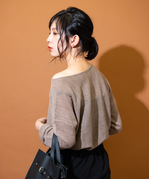 Aunt Marie's（アントマリーズ）の「AUNT MARIE'S Loose over knit（ニット/セーター・レディース・ブラック/ベージュ/ブラウン・FREE）」の4枚目の写真