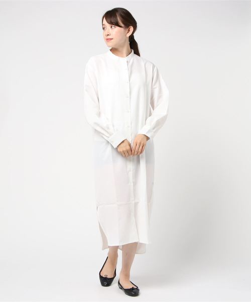 STYLEBLOCK(スタイルブロック)の「Eツイルバックツイスト長袖マキシシャツワンピース(シャツワンピース・レディース・ホワイト/ブラック/ベージュ・M)」の2枚目の写真