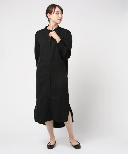 STYLEBLOCK(スタイルブロック)の「Eツイルバックツイスト長袖マキシシャツワンピース(シャツワンピース・レディース・ホワイト/ブラック/ベージュ・M)」の3枚目の写真