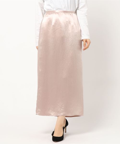 CASA FLINE カーサフライン♡リネン混 ロングスカート 茶色ウエストゴム CASA FLINE（カーサフライン）の「アセテートロングスカート