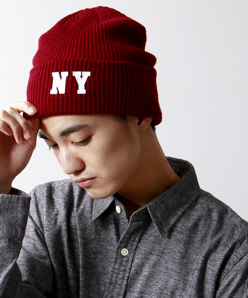 WEGO(ウィゴー)の「WEGO/NYニットキャップ(ニットキャップ/ビーニー・メンズ・ホワイト/ブラック/杢グレー/ネイビー/レッド/ワイン・FREE)」の1枚目の写真
