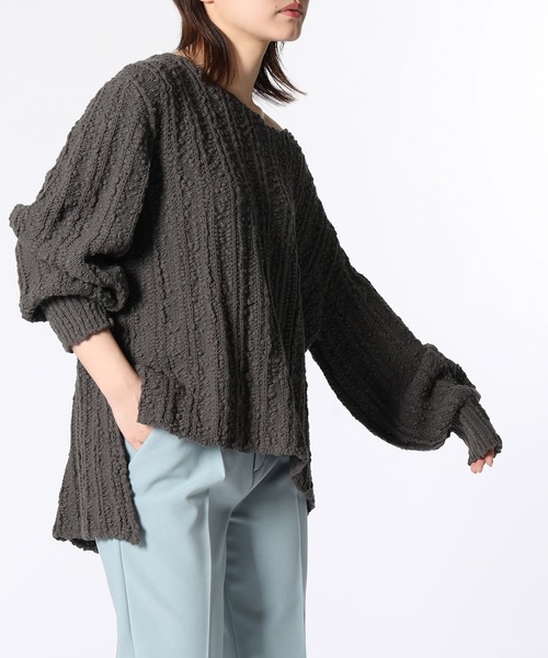 ADAM ET ROPE'（アダムエロペ）の「スラブコットンプルオーバー（ニット/セーター・レディース・チャコールグレー/ベージュ系その他3・FREE）」の2枚目の写真