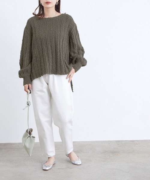 ADAM ET ROPE'（アダムエロペ）の「スラブコットンプルオーバー（ニット/セーター・レディース・チャコールグレー/ベージュ系その他3・FREE）」の3枚目の写真