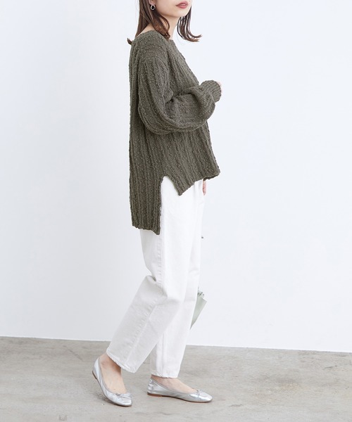 ADAM ET ROPE'（アダムエロペ）の「スラブコットンプルオーバー（ニット/セーター・レディース・チャコールグレー/ベージュ系その他3・FREE）」の4枚目の写真