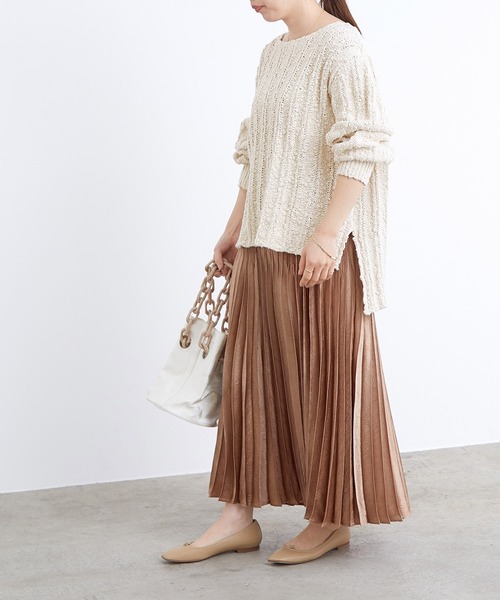 ADAM ET ROPE'（アダムエロペ）の「スラブコットンプルオーバー（ニット/セーター・レディース・チャコールグレー/ベージュ系その他3・FREE）」の5枚目の写真