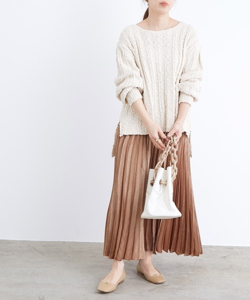 ADAM ET ROPE'（アダムエロペ）の「スラブコットンプルオーバー（ニット/セーター・レディース・チャコールグレー/ベージュ系その他3・FREE）」の6枚目の写真