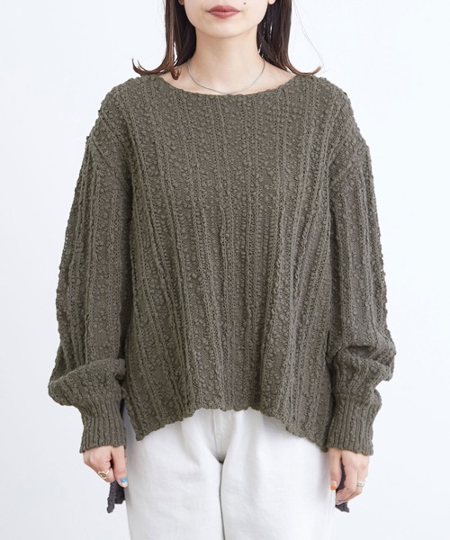 ADAM ET ROPE'（アダムエロペ）の「スラブコットンプルオーバー（ニット/セーター・レディース・チャコールグレー/ベージュ系その他3・FREE）」の7枚目の写真