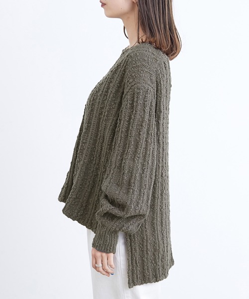 ADAM ET ROPE'（アダムエロペ）の「スラブコットンプルオーバー（ニット/セーター・レディース・チャコールグレー/ベージュ系その他3・FREE）」の8枚目の写真