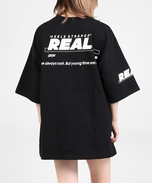 DING（ディング）の「DING/REALビッグシルエットTシャツ（Tシャツ/カットソー・レディース・サックスブルー/アイボリー/ブラック・FREE）」の3枚目の写真
