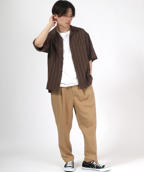 Salong hameu（サロン ハミュー）の「ストレッチ ワイドテーパードパンツ/センタープレス スラックス/無地・チェック柄（スラックス・メンズ・ベージュ/ベージュ系その他/ブラック/ベージュ系その他2/ブラウン/ブラック系その他・M/L）」の17枚目の写真