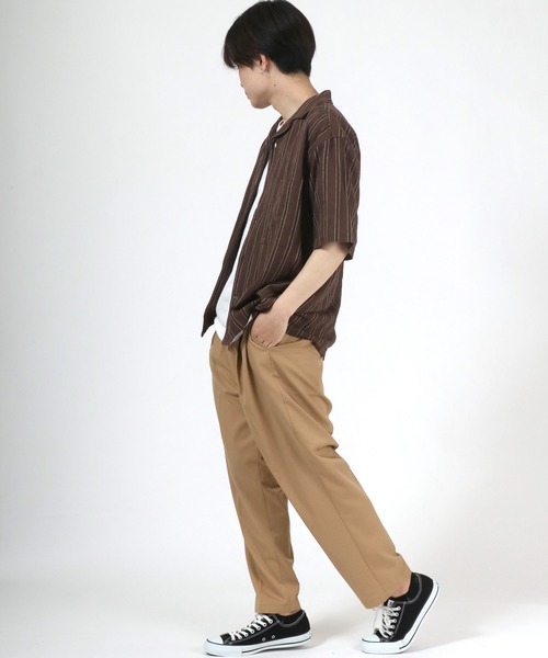 Salong hameu（サロン ハミュー）の「ストレッチ ワイドテーパードパンツ/センタープレス スラックス/無地・チェック柄（スラックス・メンズ・ベージュ/ベージュ系その他/ブラック/ベージュ系その他2/ブラウン/ブラック系その他・M/L）」の18枚目の写真