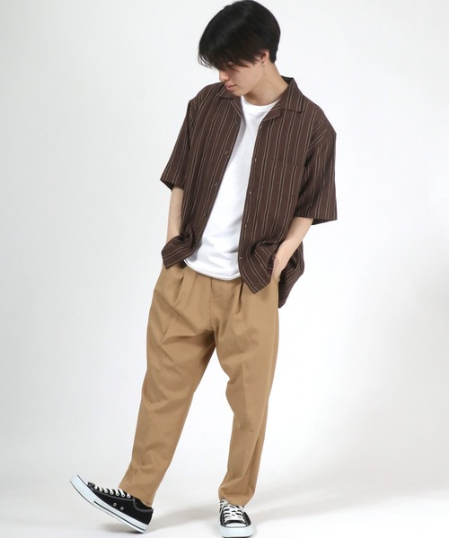 Salong hameu（サロン ハミュー）の「ストレッチ ワイドテーパードパンツ/センタープレス スラックス/無地・チェック柄（スラックス・メンズ・ベージュ/ベージュ系その他/ブラック/ベージュ系その他2/ブラウン/ブラック系その他・M/L）」の19枚目の写真