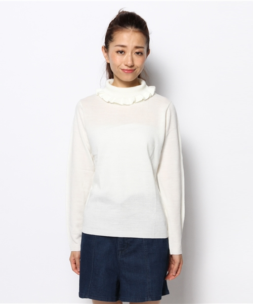 WEGO（ウィゴー）の「WEGO/フリルハイネックニット（ニット/セーター・レディース・アイボリー/ライトグレー/サックスブルー/ライトパープル・FREE）」の5枚目の写真