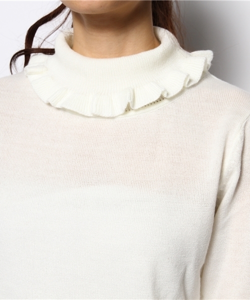 WEGO（ウィゴー）の「WEGO/フリルハイネックニット（ニット/セーター・レディース・アイボリー/ライトグレー/サックスブルー/ライトパープル・FREE）」の8枚目の写真