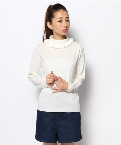 WEGO（ウィゴー）の「WEGO/フリルハイネックニット（ニット/セーター・レディース・アイボリー/ライトグレー/サックスブルー/ライトパープル・FREE）」の14枚目の写真