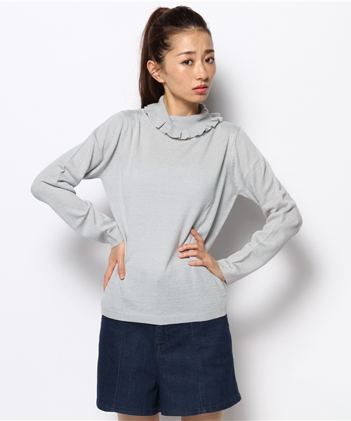 WEGO（ウィゴー）の「WEGO/フリルハイネックニット（ニット/セーター・レディース・アイボリー/ライトグレー/サックスブルー/ライトパープル・FREE）」の15枚目の写真