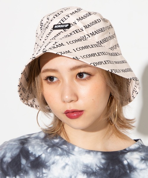 WEGO（ウィゴー）の「WEGO/総柄ロゴバケットハット（ハット・レディース・ホワイト/ブラック・FREE）」の3枚目の写真