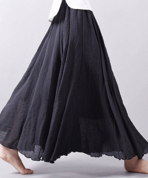 Futier land(フューティアランド)の「リネンロングフレアスカート(スカート・レディース・ホワイト/ブラック/ブルー/ミント/ホワイト系その他/ベージュ系その他/グリーン系その他/ブルー系その他/パープル系その他/ラベンダー/ブラック系その他/ベージュ/グレー系その他/グレー/コーラル/ロイヤルブルー/ブルーグリーン・FREE/フリー)」の5枚目の写真