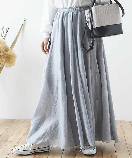 Futier land(フューティアランド)の「リネンロングフレアスカート(スカート・レディース・ホワイト/ブラック/ブルー/ミント/ホワイト系その他/ベージュ系その他/グリーン系その他/ブルー系その他/パープル系その他/ラベンダー/ブラック系その他/ベージュ/グレー系その他/グレー/コーラル/ロイヤルブルー/ブルーグリーン・FREE/フリー)」の7枚目の写真