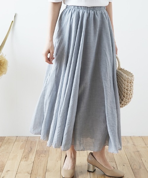 Futier land(フューティアランド)の「リネンロングフレアスカート(スカート・レディース・ホワイト/ブラック/ブルー/ミント/ホワイト系その他/ベージュ系その他/グリーン系その他/ブルー系その他/パープル系その他/ラベンダー/ブラック系その他/ベージュ/グレー系その他/グレー/コーラル/ロイヤルブルー/ブルーグリーン・FREE/フリー)」の6枚目の写真