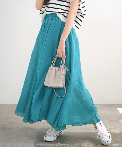 Futier land(フューティアランド)の「リネンロングフレアスカート(スカート・レディース・ホワイト/ブラック/ブルー/ミント/ホワイト系その他/ベージュ系その他/グリーン系その他/ブルー系その他/パープル系その他/ラベンダー/ブラック系その他/ベージュ/グレー系その他/グレー/コーラル/ロイヤルブルー/ブルーグリーン・FREE/フリー)」の13枚目の写真