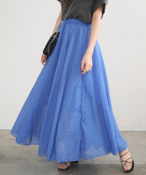 Futier land(フューティアランド)の「リネンロングフレアスカート(スカート・レディース・ホワイト/ブラック/ブルー/ミント/ホワイト系その他/ベージュ系その他/グリーン系その他/ブルー系その他/パープル系その他/ラベンダー/ブラック系その他/ベージュ/グレー系その他/グレー/コーラル/ロイヤルブルー/ブルーグリーン・FREE/フリー)」の14枚目の写真