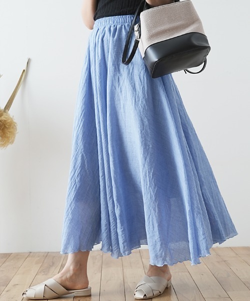 Futier land(フューティアランド)の「リネンロングフレアスカート(スカート・レディース・ホワイト/ブラック/ブルー/ミント/ホワイト系その他/ベージュ系その他/グリーン系その他/ブルー系その他/パープル系その他/ラベンダー/ブラック系その他/ベージュ/グレー系その他/グレー/コーラル/ロイヤルブルー/ブルーグリーン・FREE/フリー)」の12枚目の写真