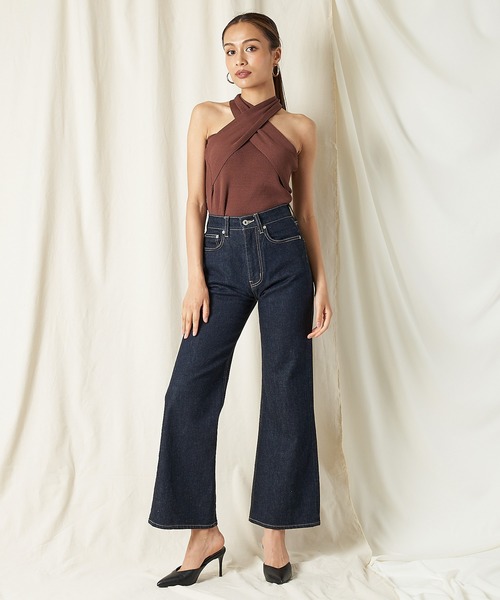 SPIRALGIRL（スパイラルガール）の「ホルタークロスネックニット（ニット/セーター・レディース・ブラック/ベージュ/ブラウン/グリーン・FREE）」の5枚目の写真