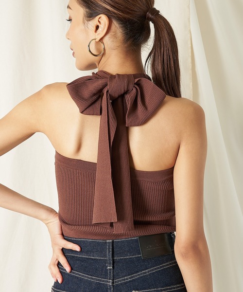 SPIRALGIRL（スパイラルガール）の「ホルタークロスネックニット（ニット/セーター・レディース・ブラック/ベージュ/ブラウン/グリーン・FREE）」の12枚目の写真