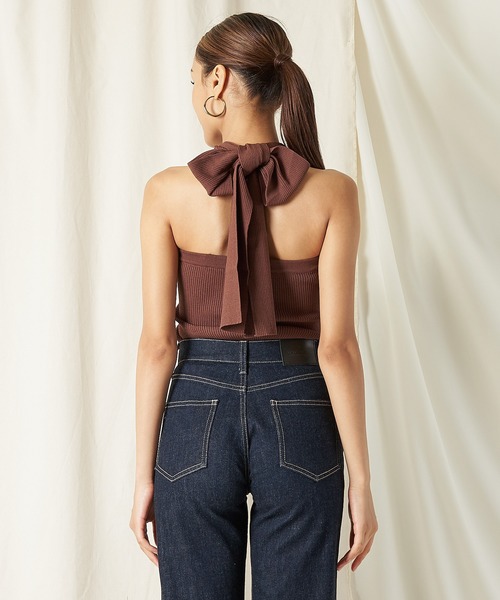 SPIRALGIRL（スパイラルガール）の「ホルタークロスネックニット（ニット/セーター・レディース・ブラック/ベージュ/ブラウン/グリーン・FREE）」の8枚目の写真