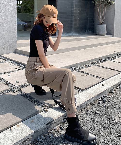 Ritzy（リッツィー）の「ハイウエスト ライト2タックカーゴパンツ（カーゴパンツ・レディース・ブラック/ベージュ/オフホワイト・M/L）」の4枚目の写真