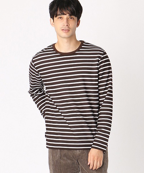 COMME CA ISM（コムサイズム）の「【セットアイテム】ボーダーワッフルカットソー × 無地Tシャツ（Tシャツ/カットソー・メンズ・ネイビー/ブラウン/カーキ・MEDIUM/LARGE）」の2枚目の写真