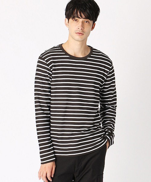 COMME CA ISM（コムサイズム）の「【セットアイテム】ボーダーワッフルカットソー × 無地Tシャツ（Tシャツ/カットソー・メンズ・ネイビー/ブラウン/カーキ・MEDIUM/LARGE）」の3枚目の写真