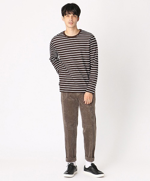 COMME CA ISM（コムサイズム）の「【セットアイテム】ボーダーワッフルカットソー × 無地Tシャツ（Tシャツ/カットソー・メンズ・ネイビー/ブラウン/カーキ・MEDIUM/LARGE）」の4枚目の写真