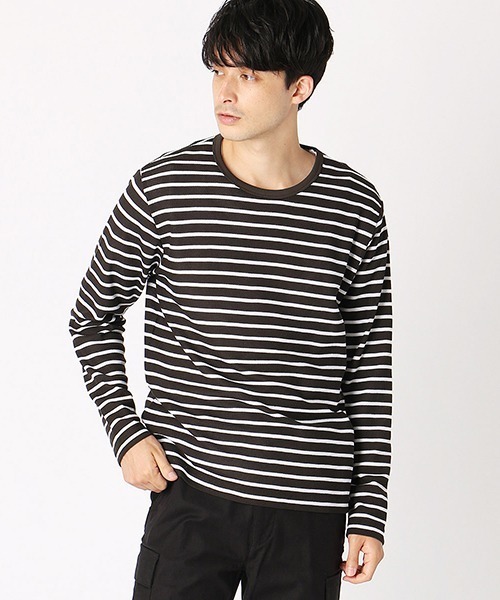 COMME CA ISM（コムサイズム）の「【セットアイテム】ボーダーワッフルカットソー × 無地Tシャツ（Tシャツ/カットソー・メンズ・ネイビー/ブラウン/カーキ・MEDIUM/LARGE）」の7枚目の写真