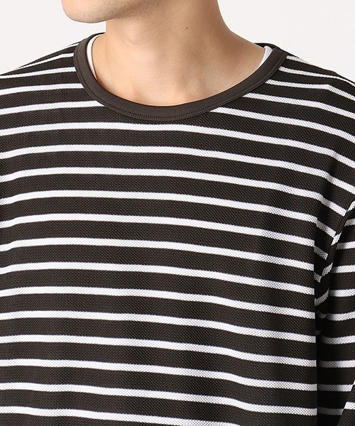 COMME CA ISM（コムサイズム）の「【セットアイテム】ボーダーワッフルカットソー × 無地Tシャツ（Tシャツ/カットソー・メンズ・ネイビー/ブラウン/カーキ・MEDIUM/LARGE）」の5枚目の写真