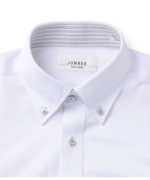 JUNRED（ジュンレッド）の「トリコットニット釦ダウンドレスシャツ（シャツ/ブラウス・メンズ・ホワイト・LL/M/L）」の3枚目の写真