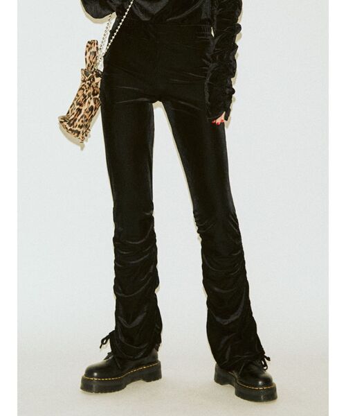 jouetie（ジュエティ）の「ベロアギャザーパンツ（その他パンツ・レディース・ブラック/ラベンダー/ブラウン・MEDIUM）」の2枚目の写真