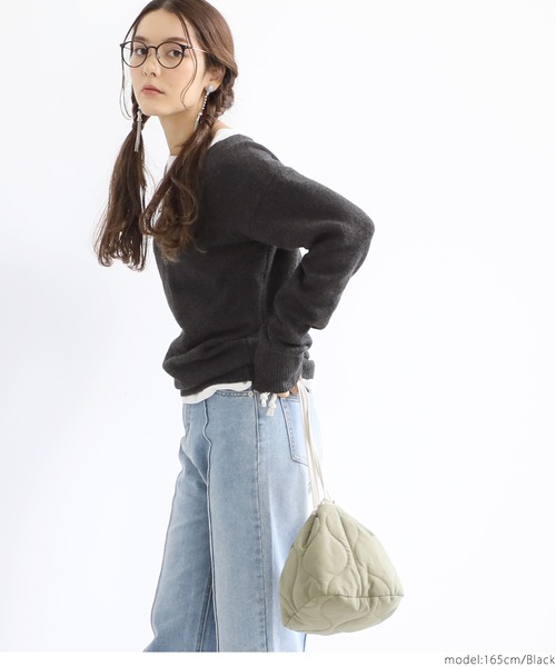 coca(coca)(コカ)の「リサイクルモヘアタッチVネックニット(ニット/セーター・レディース・ベージュ/ブラック/ブルー・ONE SIZE)」の12枚目の写真