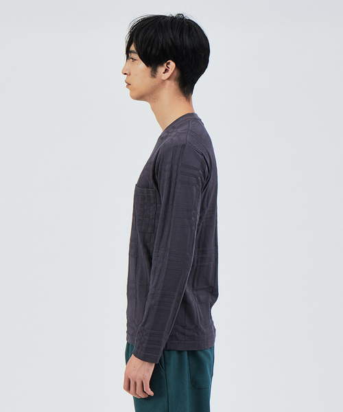 ABAHOUSE(アバハウス)の「クロスジャガード 長袖 Tシャツ(Tシャツ/カットソー・メンズ・ホワイト/チャコールグレー/ネイビー・44/46/48)」の5枚目の写真