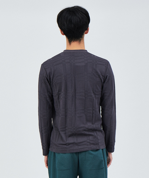 ABAHOUSE(アバハウス)の「クロスジャガード 長袖 Tシャツ(Tシャツ/カットソー・メンズ・ホワイト/チャコールグレー/ネイビー・44/46/48)」の6枚目の写真
