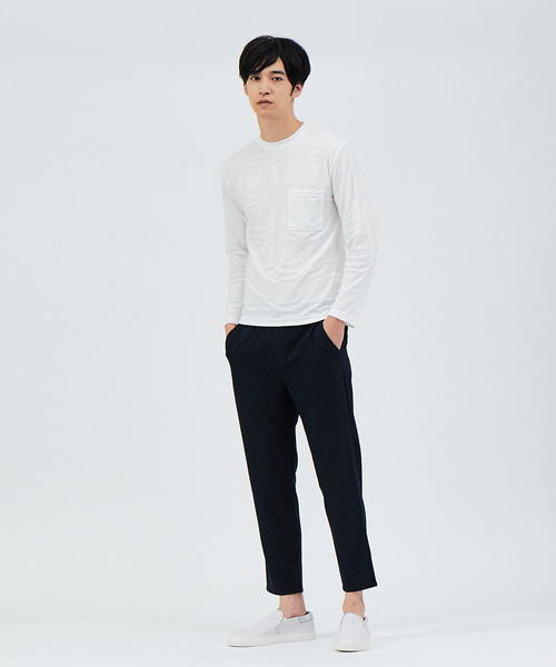 ABAHOUSE(アバハウス)の「クロスジャガード 長袖 Tシャツ(Tシャツ/カットソー・メンズ・ホワイト/チャコールグレー/ネイビー・44/46/48)」の17枚目の写真