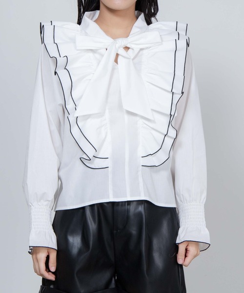 WEGO（ウィゴー）の「WEGO/リボンタイフリルブラウス（シャツ/ブラウス・レディース・ホワイト・FREE）」の5枚目の写真