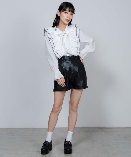 WEGO（ウィゴー）の「WEGO/リボンタイフリルブラウス（シャツ/ブラウス・レディース・ホワイト・FREE）」の3枚目の写真