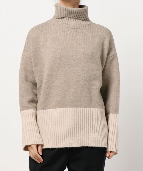 極美品【エンフォルド】ニット セーター タートルネック バイカラー