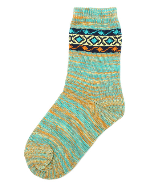 チャイハネ（チャイハネ）の「【チャイハネ】ポイントボーダーミドルソックス24cm（ソックス/靴下・レディース・イエロー/パープル/ブラウン・FREE）」の3枚目の写真