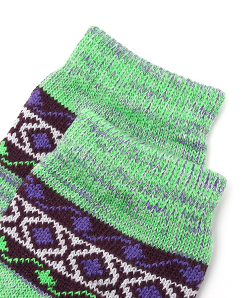 チャイハネ（チャイハネ）の「【チャイハネ】ポイントボーダーミドルソックス24cm（ソックス/靴下・レディース・イエロー/パープル/ブラウン・FREE）」の5枚目の写真