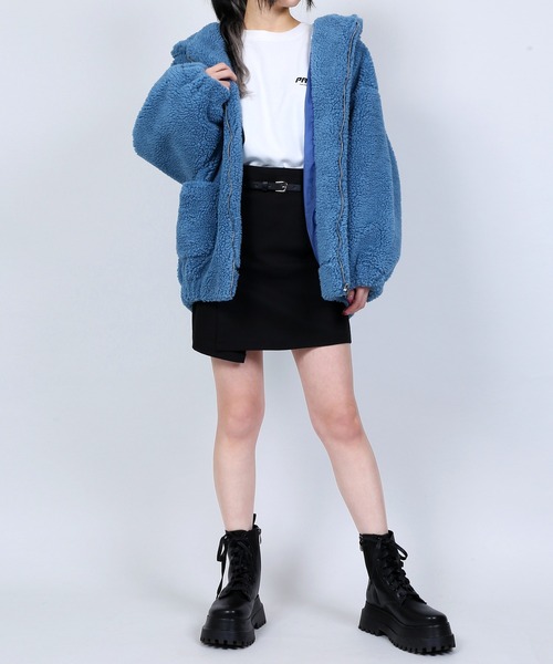 DING（ディング）の「DING/フードボアブルゾン（ブルゾン・レディース・ベージュ/ブルー・FREE）」の5枚目の写真