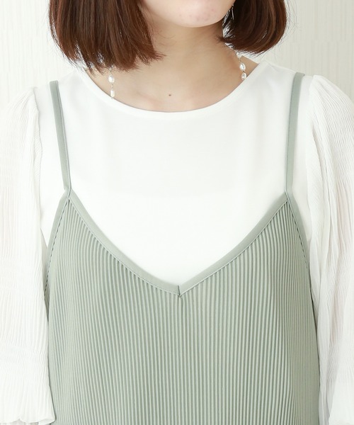 CHARM BERRY TIC(チャームベリーチック)の「クリスタルプリーツキャミワンピース(ワンピース・レディース・ミント/チャコールグレー/グレイッシュベージュ/ブラック/ラベンダー・M/L)」の10枚目の写真